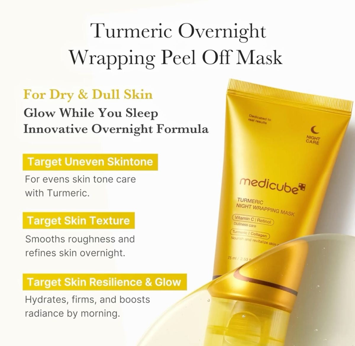 MEDICUBE - KOJIC ACID TURMERIC NIGHT WRAPPING MASK 75ML